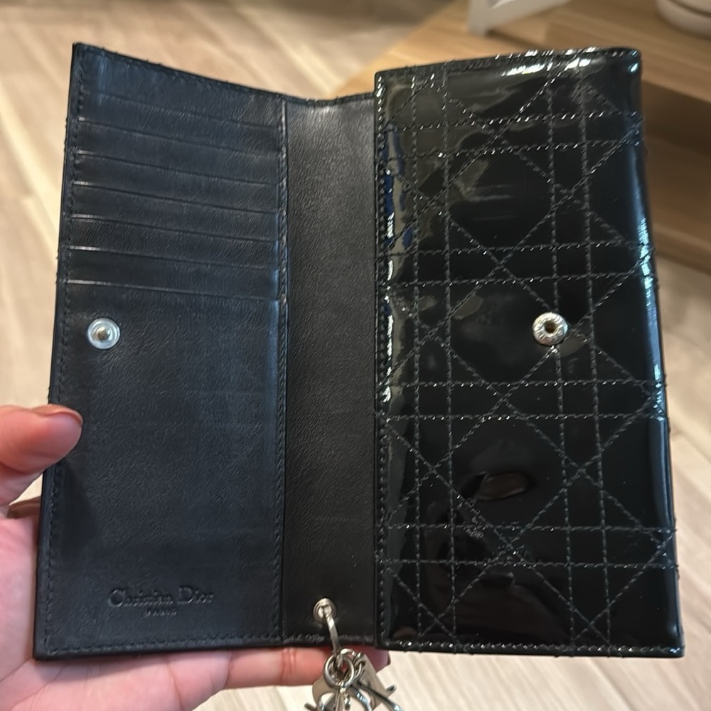 Dior Glossy Black Leather Wallet